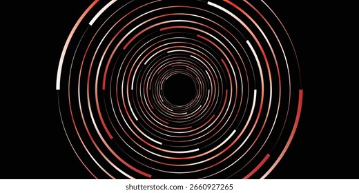 Abstract red and white spiral ring background.