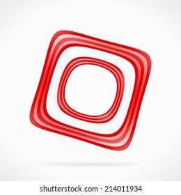 Abstract red white red square ribbon flag