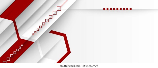Abstract red and white with stripe line on gradient white background