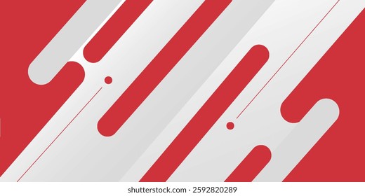 Abstract red and white with stripe line on gradient white background