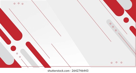 Abstract red and white with stripe line on gradient white background
