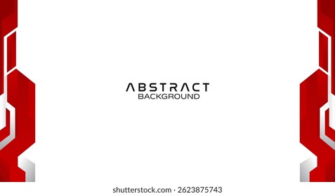 Abstract red and white technology background. Modern Red white landscape background cover design. Technology geometric red color sbackground. Template for brochure, print, ad, magazine, poster, websit