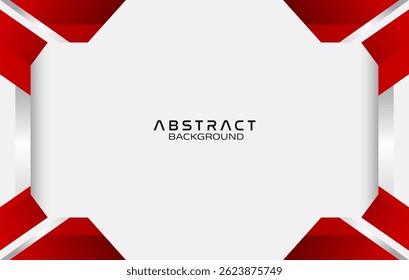 Fundo de tecnologia vermelho e branco abstrato. Design moderno da tampa de fundo da paisagem branca vermelha. Tecnologia de fundo de cor vermelha geométrica. Modelo para brochura, impressão, anúncio, revista, cartaz, website