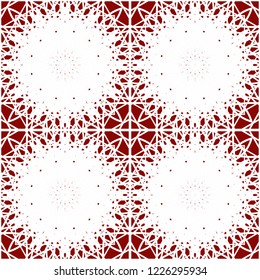 Abstract red and white vector geometric seamless pattern