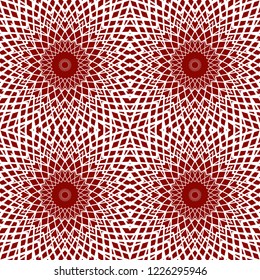 Abstract red and white vector geometric seamless pattern