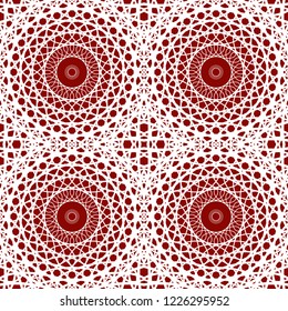 Abstract red and white vector geometric seamless pattern