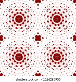 Abstract red and white vector geometric seamless pattern