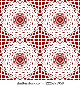 Abstract red and white vector geometric seamless pattern