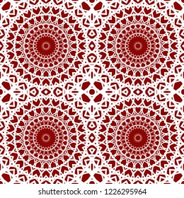 Abstract red and white vector geometric seamless pattern