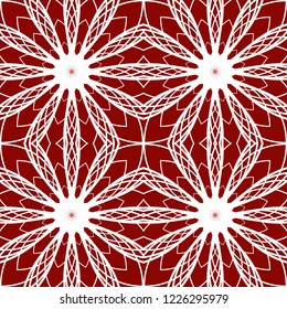Abstract red and white vector geometric seamless pattern