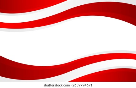 Abstractas fondo de onda rojo y blanco. Moderno tema de color de bandera indonesia. Perfecto para Anuncios del Día de la Independencia, carteles de celebración patriótica, eventos nacionales, encabezados de Web y más
