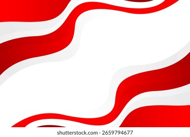 Abstract red and white wave background. Modern Indonesian flag color theme. Perfect for Independence Day banners, patriotic celebration posters, national events, web headers, and more