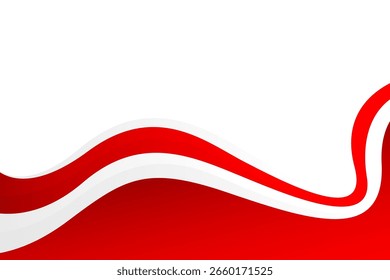 Abstractas fondo de onda rojo y blanco. Moderno tema de color de bandera indonesia. Perfecto para Anuncios del Día de la Independencia, carteles de celebración patriótica, eventos nacionales, encabezados de Web y más
