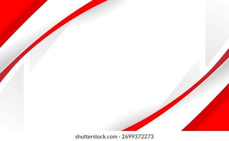 Abstract red and white wave background vector with smooth curved lines and modern gradient design. Clean and elegant layout suitable for posters, business,  banners, flyers, or web templates.