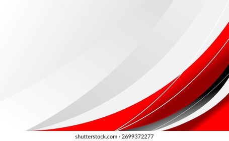 Abstract red and white wave background vector with smooth curved lines and modern gradient design. Clean and elegant layout suitable for posters, business,  banners, flyers, or web templates.