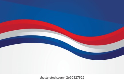 Abstract red white waves on blue background