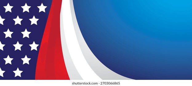 Abstractas olas rojas y blancas con estrellas sobre fondo azul