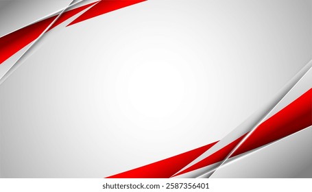 Abstract red and white wavy corporate background.