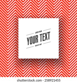Abstract red and white zig zag pattern background with simple white square text box design with your content  Eps 10 stock vector illustration 