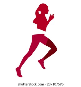 Abstract red woman runner geometric silhouette