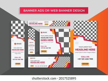 Abstract Red with yellow Banner ads, Ads Banner, Web Banner