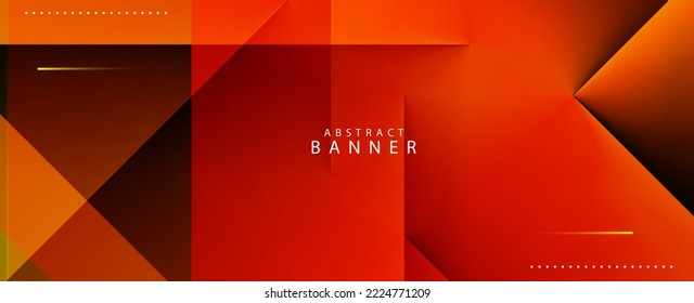 Abstract red and yellow color texture low triangular design banner background
