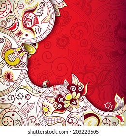 Abstract Red and Yellow Floral Background
