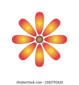 Abstract Red And Yellow Flower Logo 3D