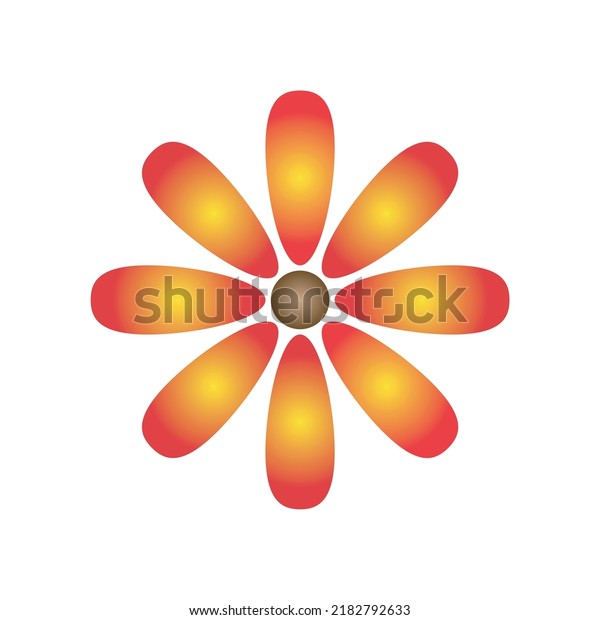 Abstract Red Yellow Flower Logo 3d Stock Vector (Royalty Free