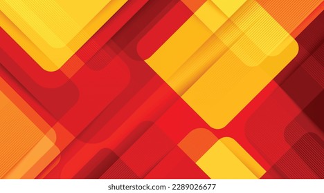 Abstract red and yellow geometric shape background with shadow effects. Modern geometric square overlay texture design. Suit for banner, brochure, cover, flyer, poster, website. Vector illustration