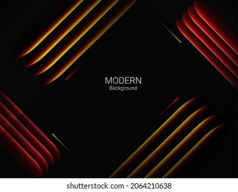 Abstract red and yellow geometric shiny lines illustration pattern background vector