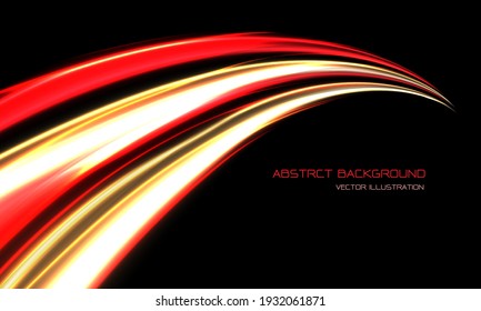 Abstract red yellow light hight speed dynamic curve on black with blank space design modern futuristic technology background vector illustration.