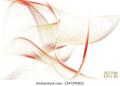Abstract Red and Yellow Pattern with Waves. Striped Linear Texture. Vector. 3D Illustration