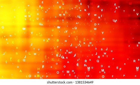 Abstract Red and Yellow Random Alphabet background