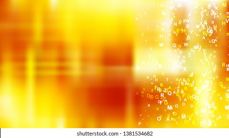 Abstract Red and Yellow Random Alphabet background