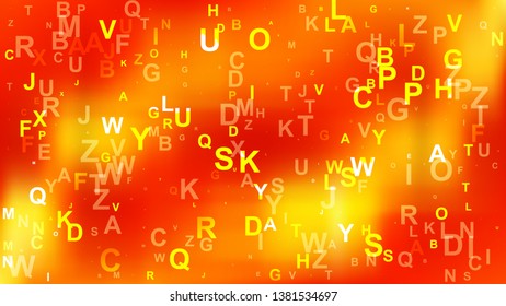 Abstract Red and Yellow Random Alphabet background Vector Art