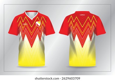 abstract red and yellow sport jersey for football and soccer shirt template