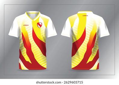 abstract red and yellow sport jersey for football and soccer shirt template