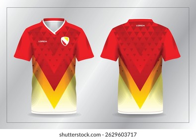 abstract red and yellow sport jersey for football and soccer shirt template