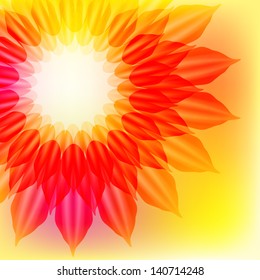 Abstract red and yellow transparent flower