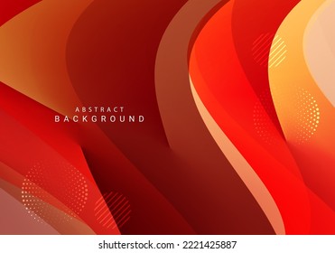Resumen de fondo de diseño de formas geométricas de líneas de onda rojas y amarillas
