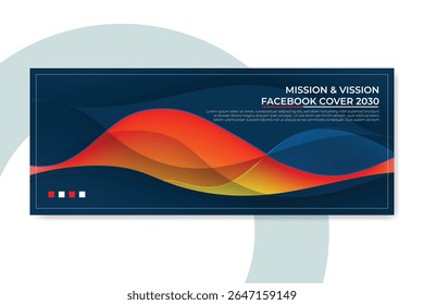 Abstrato vermelho e amarelo ondulado azul projeto de fundo para capa de mídia social e banner, poser, modelo de ilustração de vetor