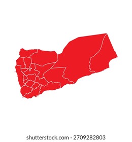 Mapa Abstractas Rojo de Yemen con Ciudades