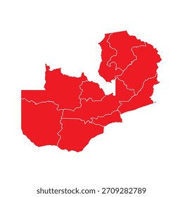 Mapa Rojo Abstractas de Zambia con Ciudades