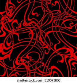 Abstract red-black seamless pattern in the Art Nouveau style