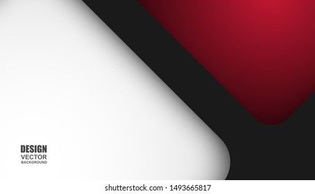 Abstract. Red-black and white geometric overlap background. vector.