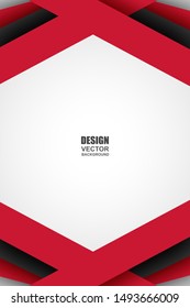 Abstract. Red-black and white geometric overlap background. vector.