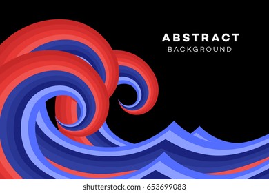 Abstract Red-Blue Wave On The Black Background. Conceptual Vector Illustration.