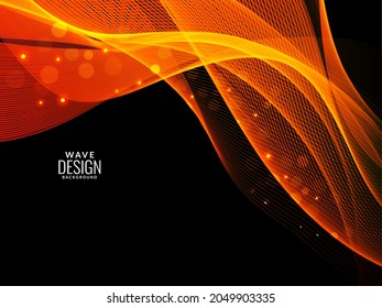 Abstract redish orange light flowing stylish wave modern illustration pattern background vector