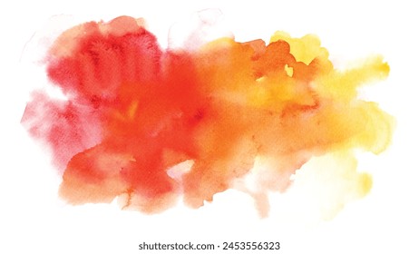 Abstract red-orange watercolor texture isolated on white background. Hand-painted watercolor splatter stains artistic vector used as an element in the decorative design.